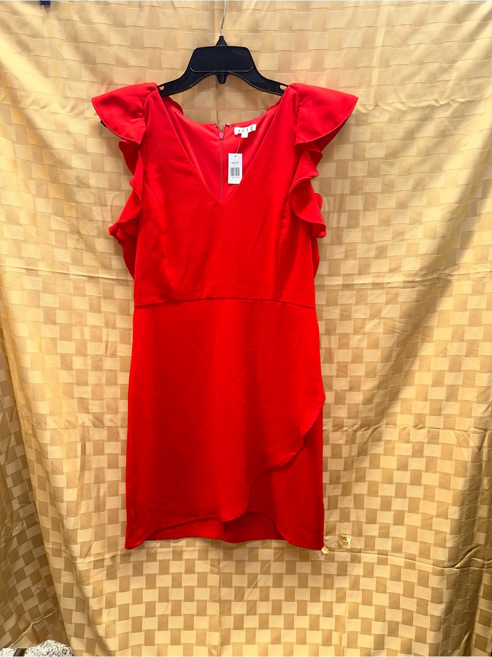TCEC Red Ruffle Sleeve Mini Dress